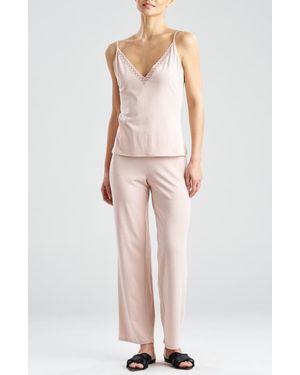 Natori True Bliss Lace Trim Jersey Pajamas - Multicolor