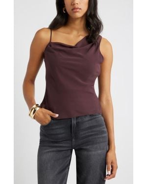 Open Edit Drape Asymmetric Neck Top - Purple