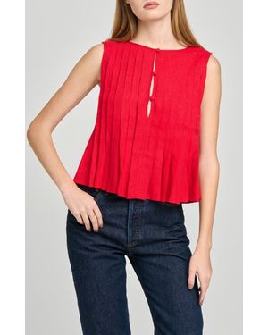 Wayf Romy Pleated Top - Red