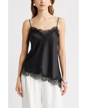 Open Edit Lace Trim Satin Camisole - Black