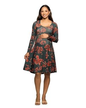 24seven Comfort Apparel Long Sleeve Fit And Flare Dress - White