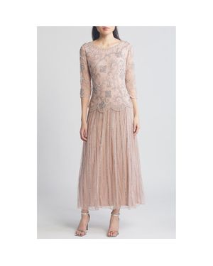 Pisarro Nights Beaded Chiffon Gown - Multicolor
