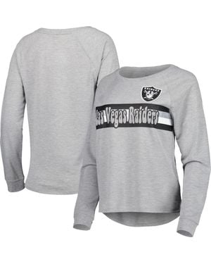 Outerstuff Juniors Heathered Las Vegas Raiders All Striped Up Raglan Long Sleeve T-Shirt - Gray