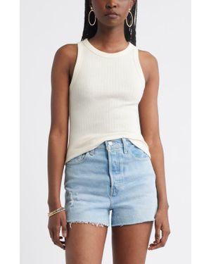 Treasure & Bond Pointelle Rib Crewneck Tank - Natural