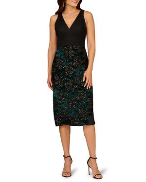 Aidan Mattox Sequin Velvet Sleeveless Cocktail Dress - Black