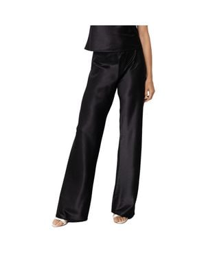 Self-Adore Olivette Satin Feel Wide Leg Pants - Black