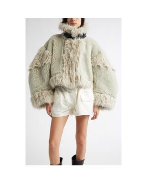 Sacai Faux Fur Crop Jacket - Natural