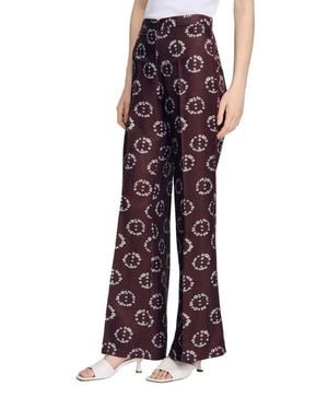 Sandro Floral-Print Floaty Pants - Red