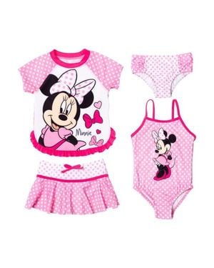Disney Minnie Mouse One Piece And Rash Guard Swimwear Set - Pink