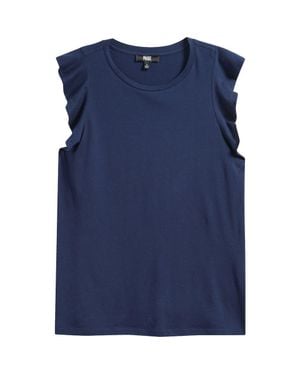 PAIGE Alaria Flutter Sleeve Pima Cotton Top - Blue