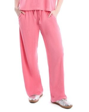 Wilt Crochet Trim Wide Leg Pant - Pink
