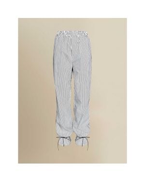 Contessa Mills Thomasin Relaxed Striped Cotton Ankle-Tie Pants - Natural