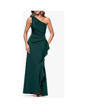 Xscape Evenings One-Shoulder Ruffle Scuba Crepe Gown - Green