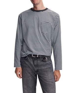 Rag & Bone Boxy Striped Long Sleeve T-Shirt - Blue
