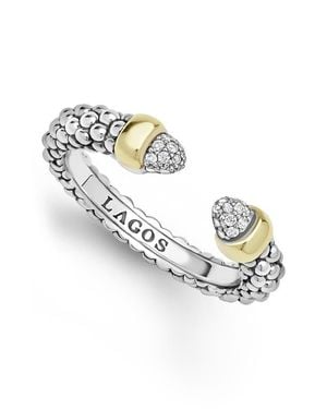 Lagos Signature Caviar Diamond Band Ring - Metallic