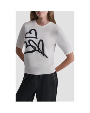 DKNY Graffiti Hearts Cotton Sweater - Gray