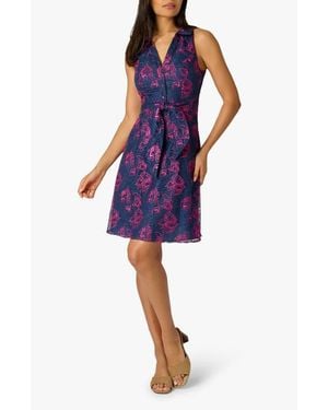 Adrianna Papell Floral Embroidered Sleeveless Fit & Flare Dress - Blue