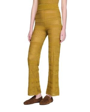 Sandro Pointelle Knit Pants - Yellow