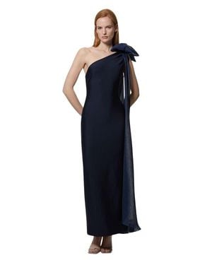 Karen Millen Shoulder Bow Cape Detail Maxi Dress - Blue
