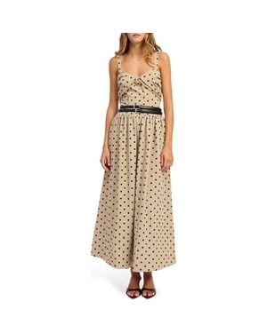 En Saison Hatley Polka Dot Belted Maxi Dress - Natural