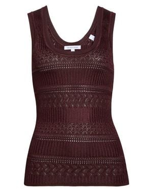 Veronica Beard Sandra Open Knit Tank Top - Red