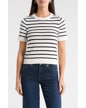 Sugarlips Tessie Stripe Short Sleeve Cotton Sweater - Blue