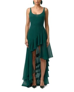 Naked Wardrobe Sleeveless Asymmetric Ruffle High-Low Dress - Green