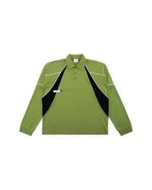 STUDENTS Captain Colorblock Long Sleeve Cotton Polo Shirt - Green