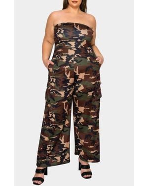 L I V D Freya Cargo Strapless Cargo Jumpsuit - Black