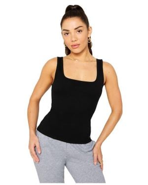 Fabletics Daily Rib Square Neck Tank - Black