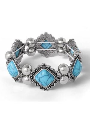 Jessica Simpson And Stretch Bracelet With Western Motif - Blue