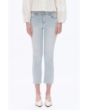 Bayeas Raw Hem Crop Straight Leg Jeans - Blue