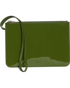 Tom Ford Zip Top Patent Leather Wristlet - Green