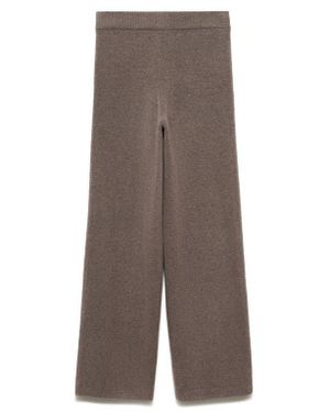 Mango Wide Leg Knit Pants - Brown