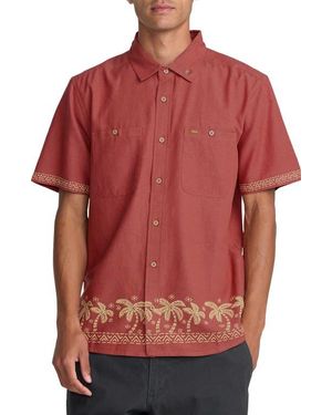RVCA Talum Short Sleeve Button-Up Shirt - Red