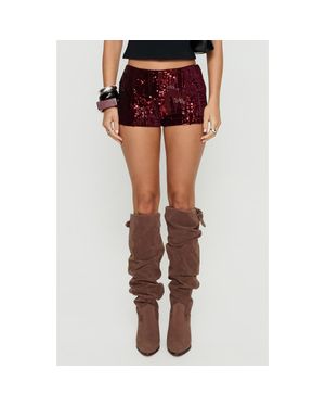 Princess Polly Showtime Micro Sequin Shorts - Red