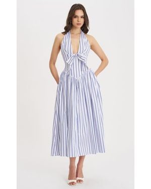 Miss Circle Mackenna Stripe Halter Smock Back Maxi Dress - Multicolor