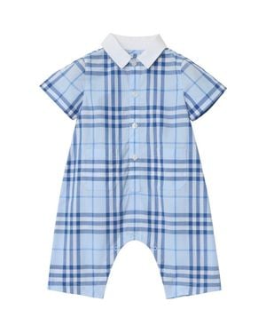 Burberry Check Cotton Playsuit - Blue