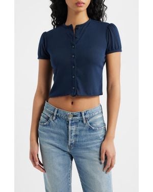 Bella Venice The Boni Short Sleeve Button-Up Top - Blue