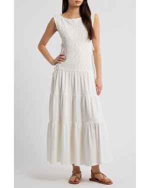 Free People Sterling Smocked Side Tie Maxi Dress - White