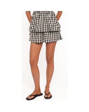 Petal & Pup Rory Gingham Cotton Shorts - Black