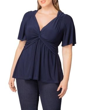 Kiyonna Abby Twist Front Top - Blue