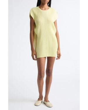 Pleats Please Issey Miyake Monthly Colors July Pleated Dress - Yellow