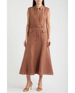 Kobi Halperin Tomi Linen Blend Maxi Shirtdress - Brown