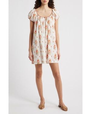 Doen Julia Floral Print Organic Cotton Shift Dress - Natural