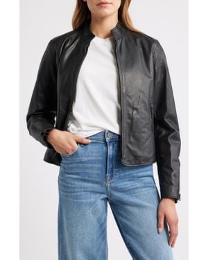 Schott Nyc Cafe Racer Leather Jacket - Black