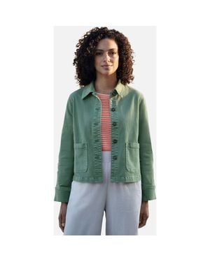 Yumi' Canvas Patch Pocket Jacket - Green