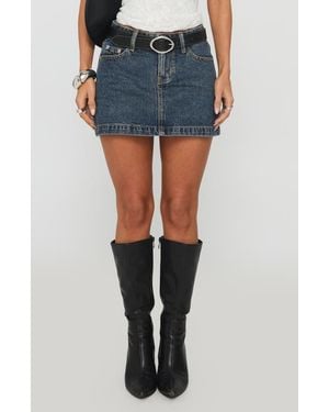 Princess Polly Nickei Nonstretch Denim Miniskirt - Blue