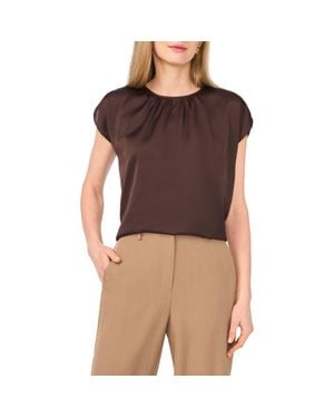 Vince Camuto Shirred Satin Top - Brown