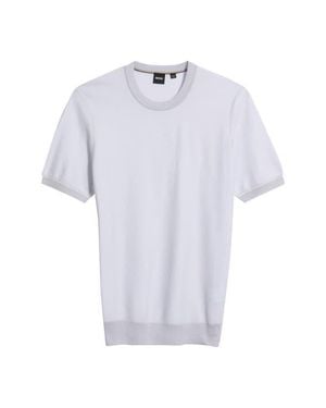 BOSS H-Nalon Textured Cotton & Lyocell Top - White